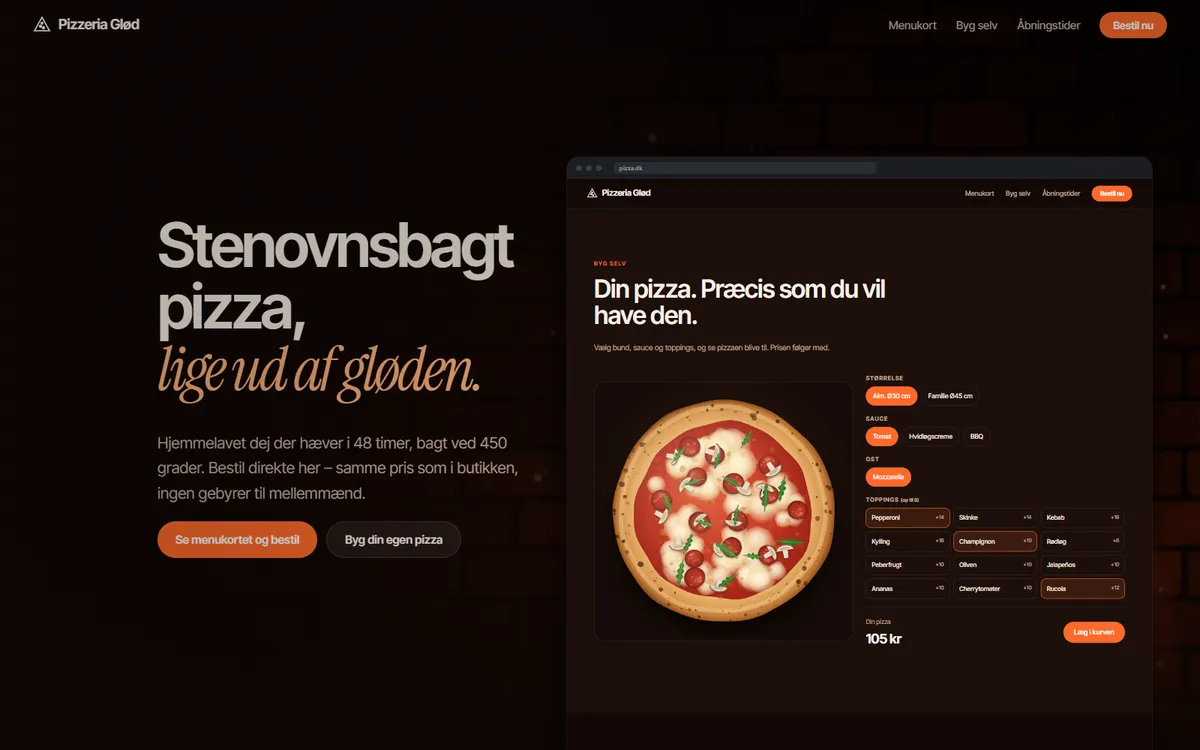 Eksempel: Pizzeria – Onlinebestilling uden gebyrer
