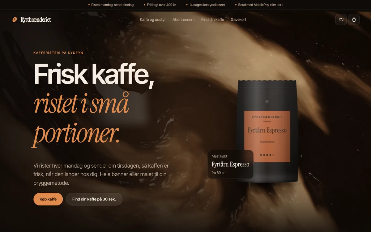 Eksempel: Webshop – Kafferisteri med kurv, abonnement og gavekort